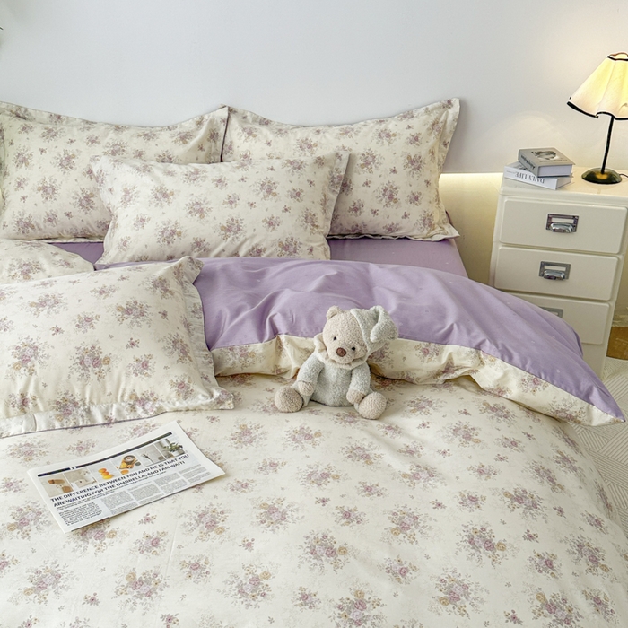 91家纺网 家纺一手货源 找家纺 红淳家纺 2026新款13070全棉纯棉印花四件套系列 悠悠花园