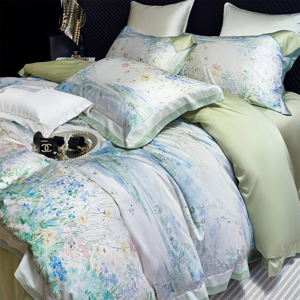 91家纺网 家纺一手货源 找家纺 朵希曼 2026新款60天丝棉数码印花四件套（控价券后不低于349元） 山水涧