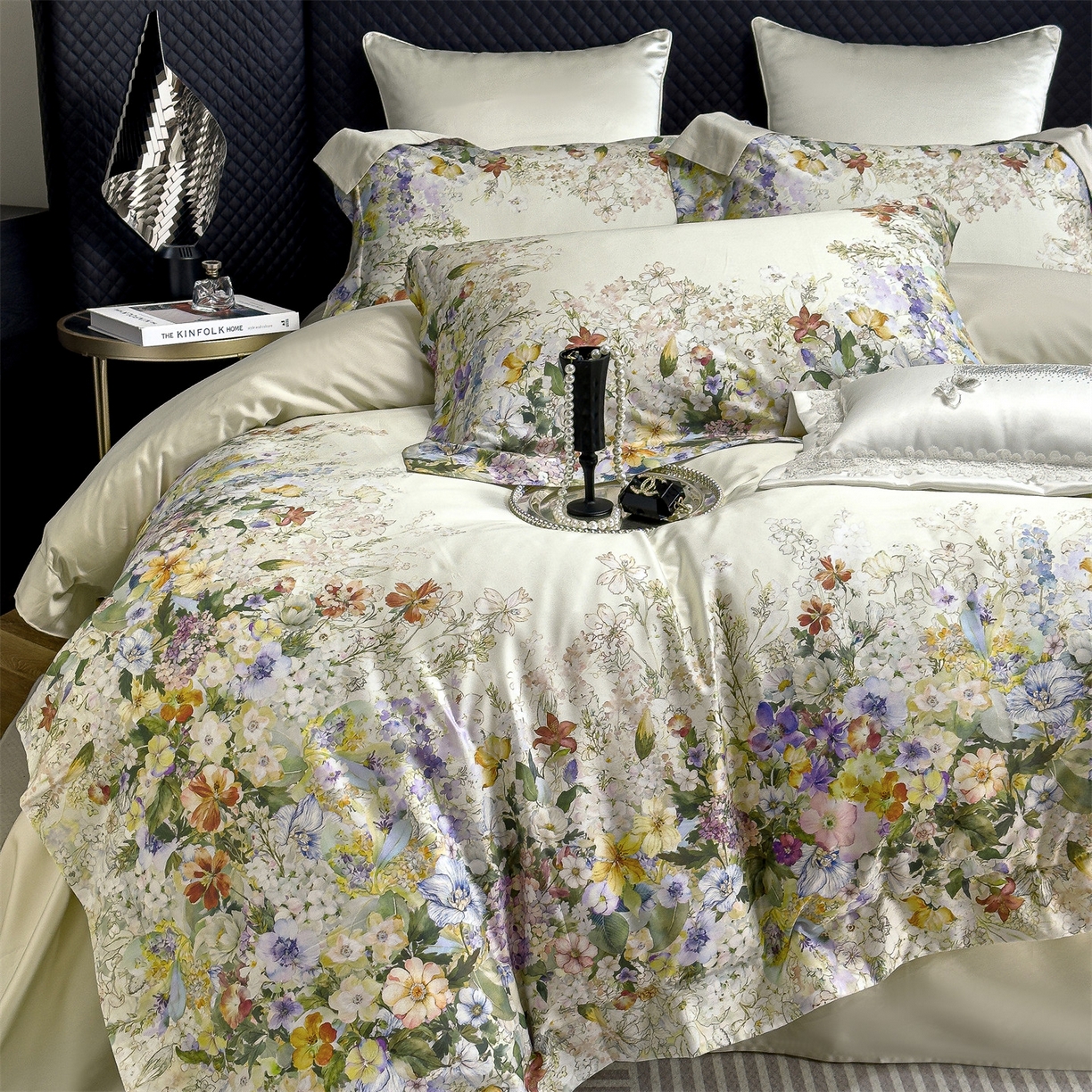 91家纺网 家纺一手货源 找家纺 朵希曼 2026新款60天丝棉数码印花四件套（控价券后不低于349元） 花庭梦境