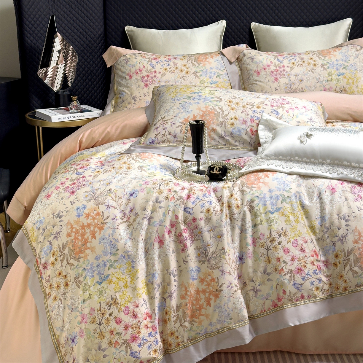 91家纺网 家纺一手货源 找家纺 朵希曼 2026新款60天丝棉数码印花四件套（控价券后不低于349元） 花影