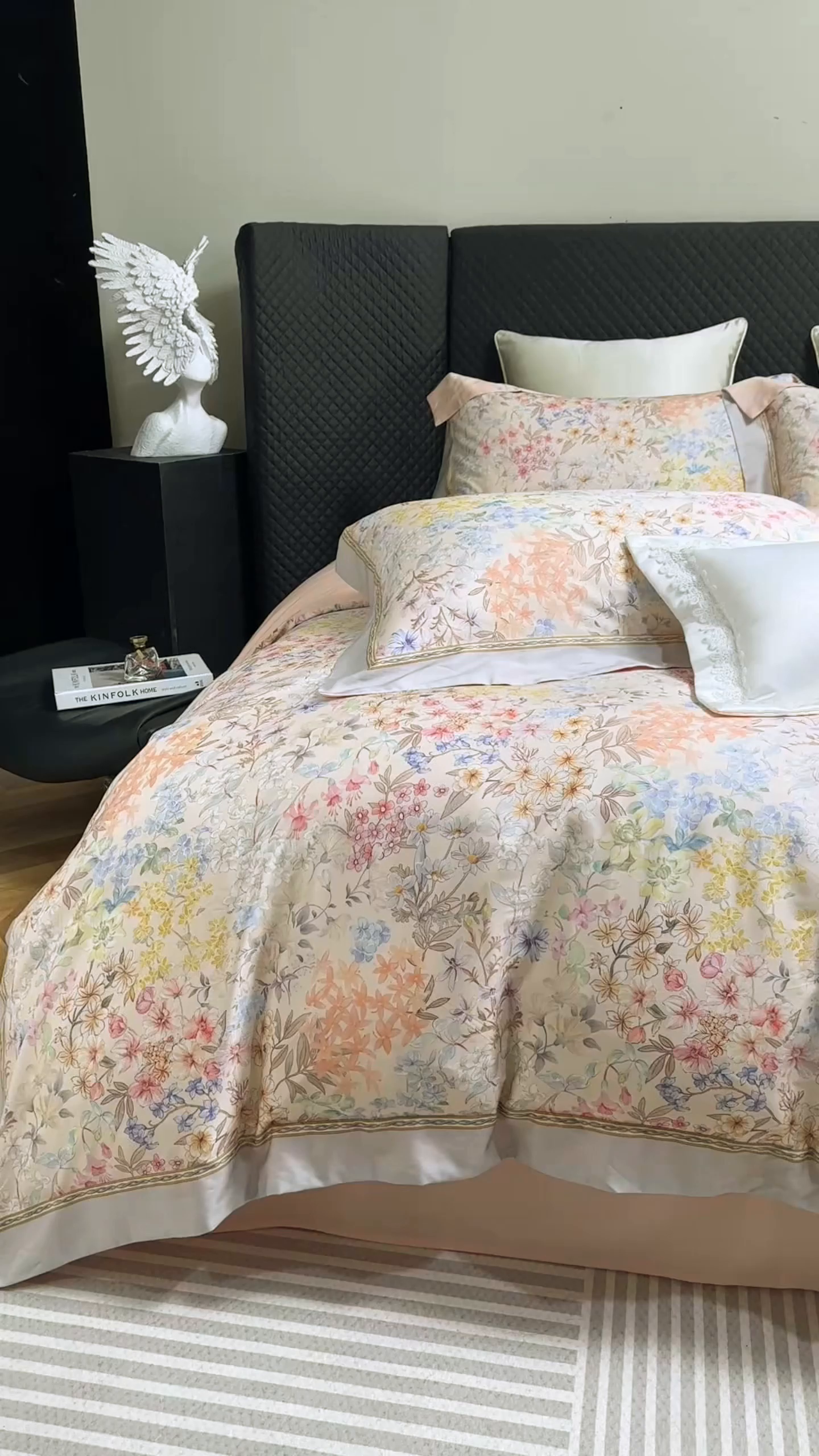 91家纺网 家纺一手货源 找家纺 朵希曼 2026新款60天丝棉数码印花四件套（控价券后不低于349元） 花影