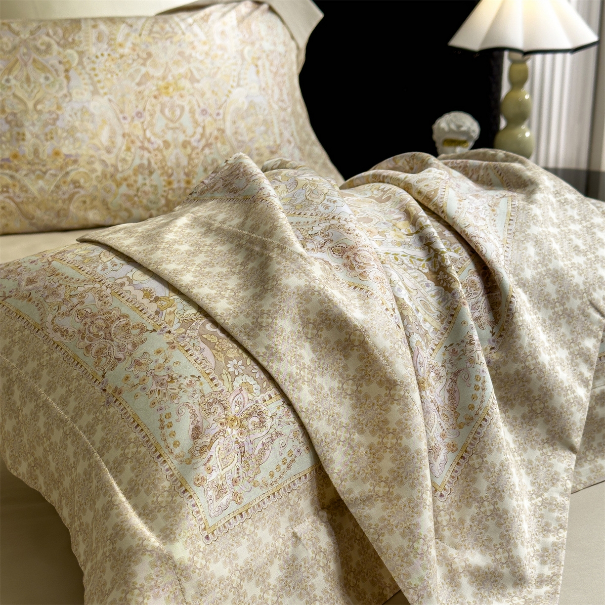 91家纺网 家纺一手货源 找家纺 朵希曼 2026新款60天丝棉数码印花四件套（控价券后不低于349元） 华尔兹