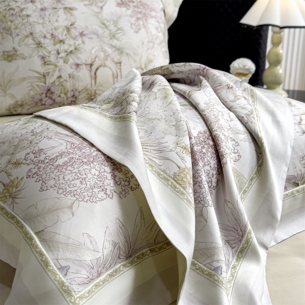 91家纺网 家纺一手货源 找家纺 朵希曼 2026新款60天丝棉数码印花四件套（控价券后不低于349元） 秘密花园