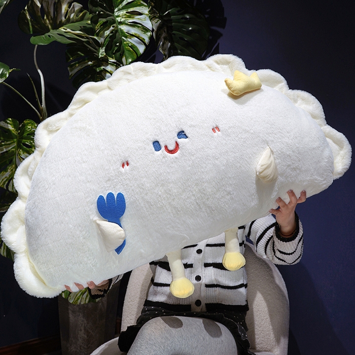 91家纺网 家纺一手货源 找家纺 仟亿莱 2026新款兔毛饺子“饺”好运床头靠枕 黄色皇冠饺子