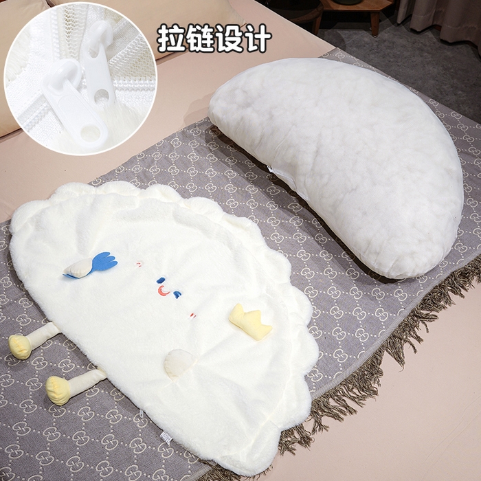 91家纺网 家纺一手货源 找家纺 仟亿莱 2026新款兔毛饺子“饺”好运床头靠枕 黄色皇冠饺子