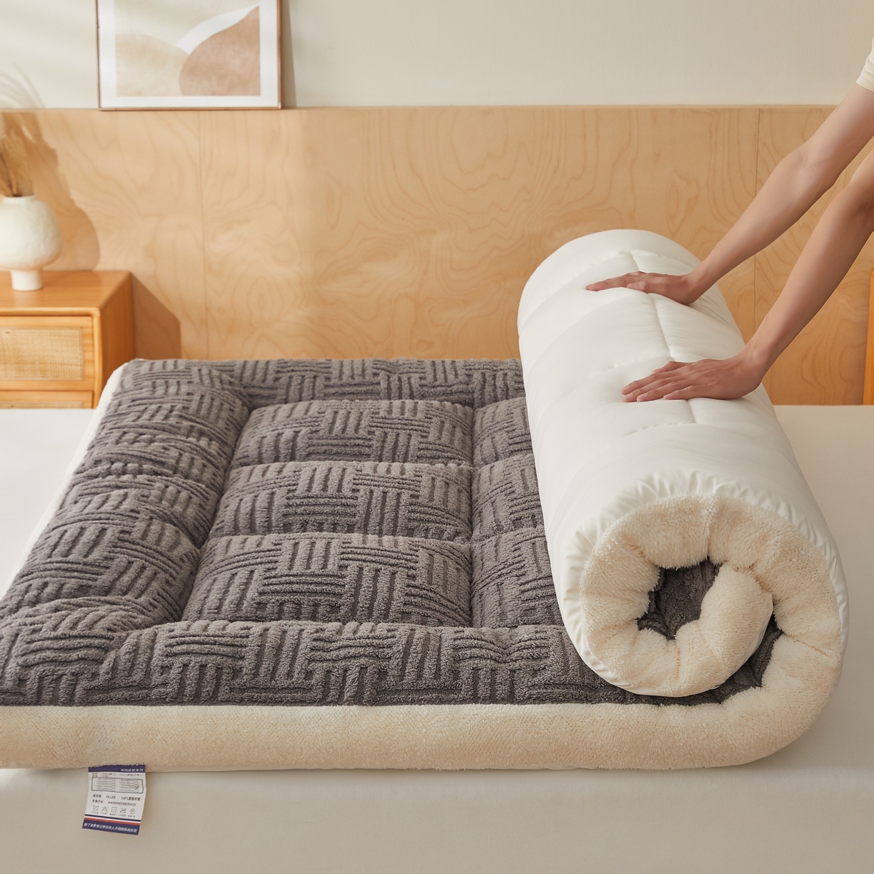 蓝冰家纺 2026新款塔关绒立体床垫 深灰色