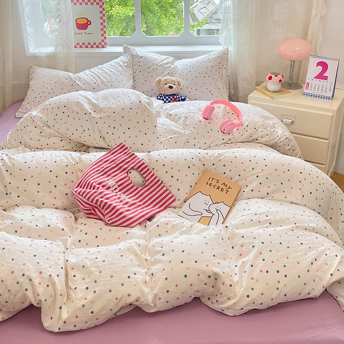 91家纺网 家纺一手货源 找家纺 优尚佳生活馆 2026新款A类水洗ins风亲肤印花四件套 酒心奶糖