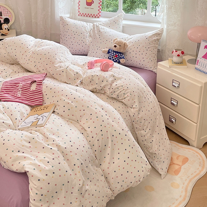 91家纺网 家纺一手货源 找家纺 优尚佳生活馆 2026新款A类水洗ins风亲肤印花四件套 酒心奶糖