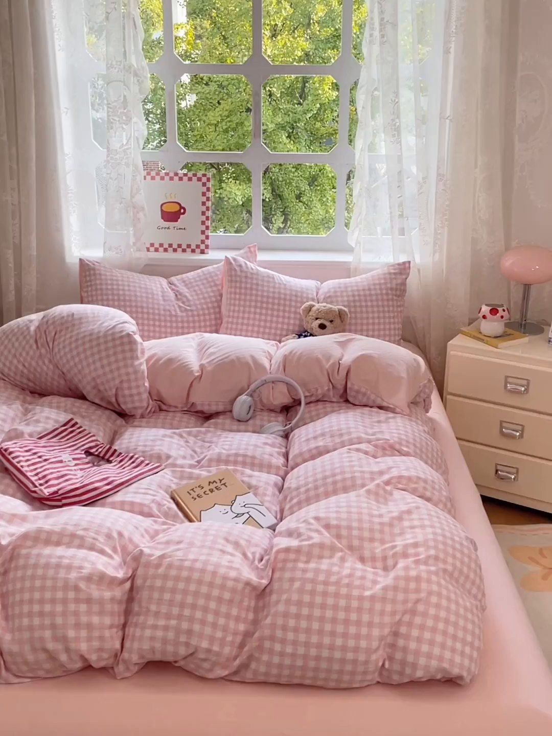 91家纺网 家纺一手货源 找家纺 优尚佳生活馆 2026新款A类水洗ins风亲肤印花四件套 玻璃粉