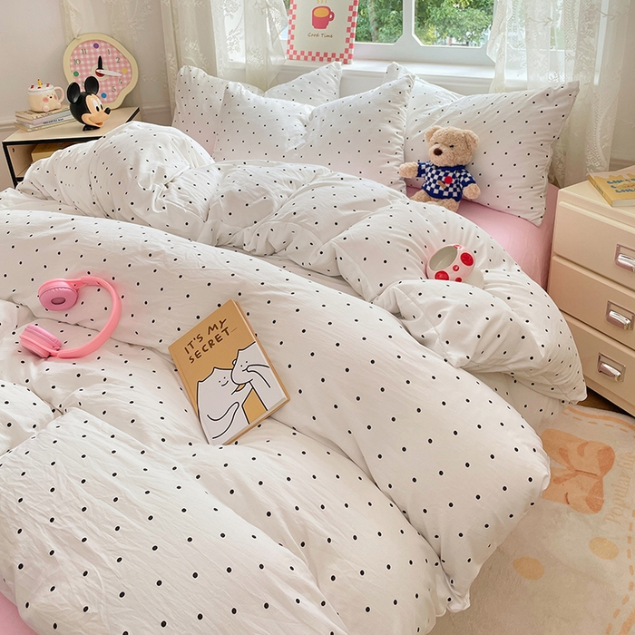 91家纺网 家纺一手货源 找家纺 优尚佳生活馆 2026新款A类水洗ins风亲肤印花四件套 点点温馨