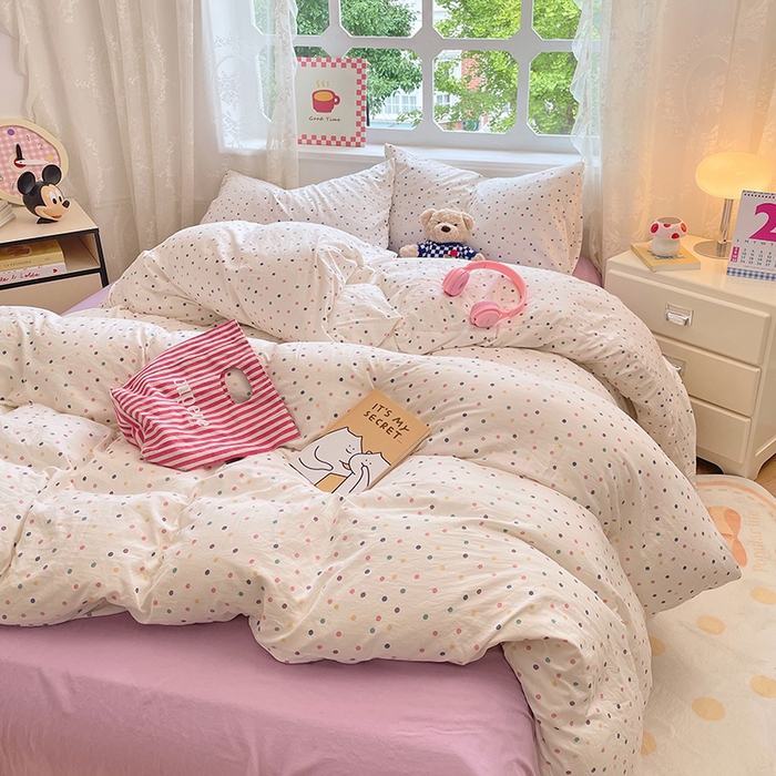 91家纺网 家纺一手货源 找家纺 优佳优品 2026新款A类水洗ins风亲肤印花四件套 酒心奶糖