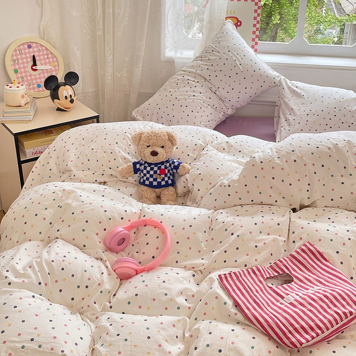 91家纺网 家纺一手货源 找家纺 优佳优品 2026新款A类水洗ins风亲肤印花四件套 酒心奶糖