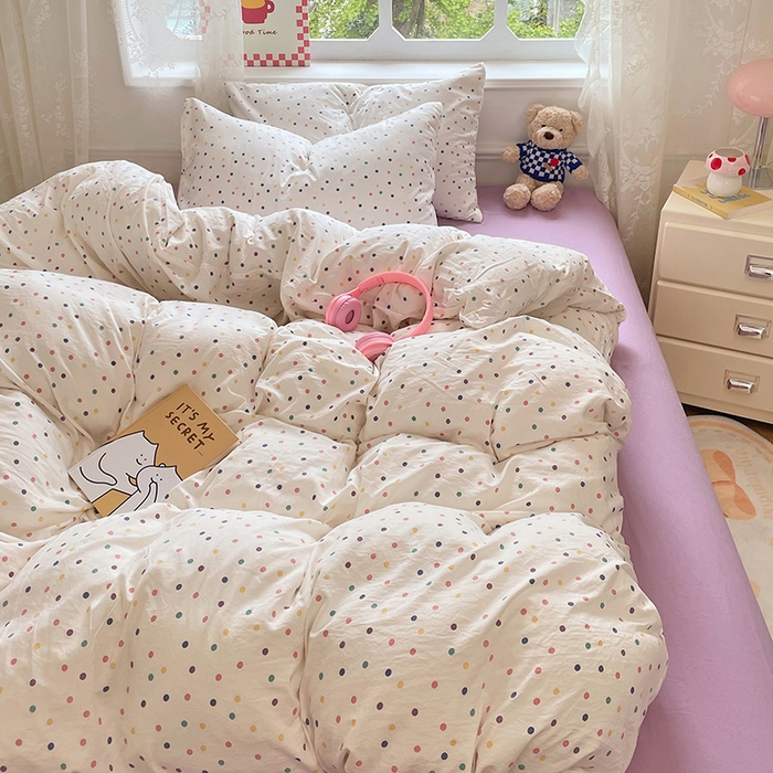 91家纺网 家纺一手货源 找家纺 优佳优品 2026新款A类水洗ins风亲肤印花四件套 酒心奶糖