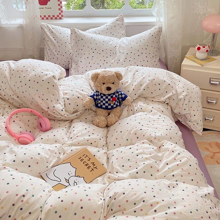 91家纺网 家纺一手货源 找家纺 优佳优品 2026新款A类水洗ins风亲肤印花四件套 酒心奶糖