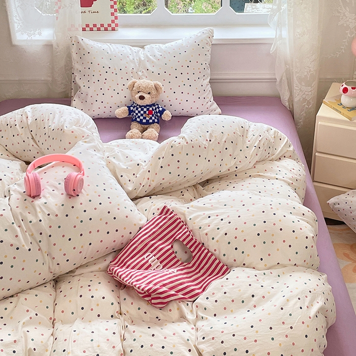 91家纺网 家纺一手货源 找家纺 优佳优品 2026新款A类水洗ins风亲肤印花四件套 酒心奶糖