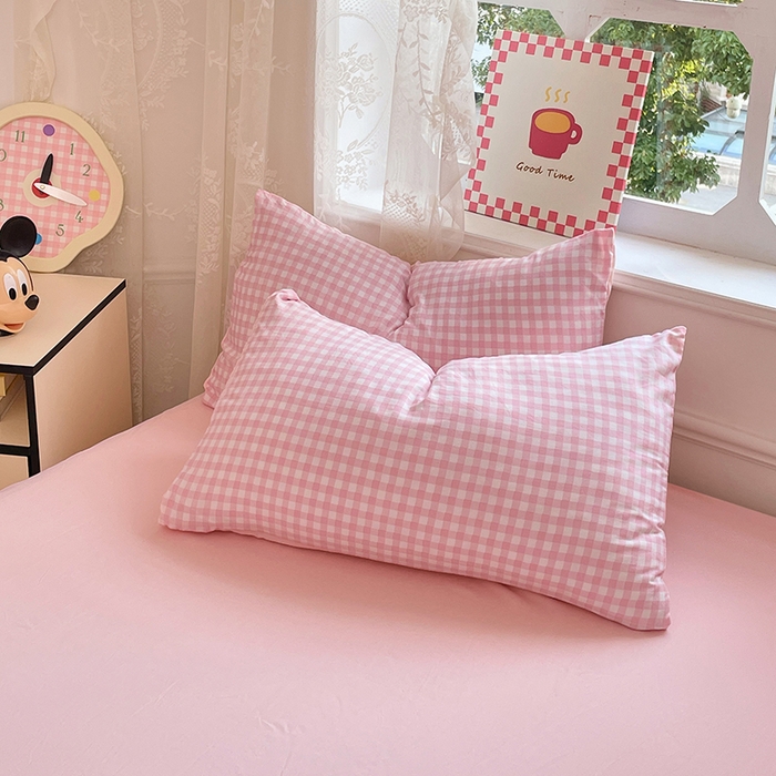 91家纺网 家纺一手货源 找家纺 优佳优品 2026新款A类水洗ins风亲肤印花四件套 玻璃粉