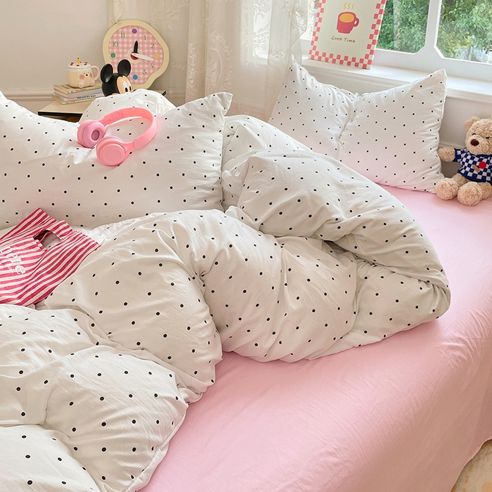 91家纺网 家纺一手货源 找家纺 优佳优品 2026新款A类水洗ins风亲肤印花四件套 点点温馨