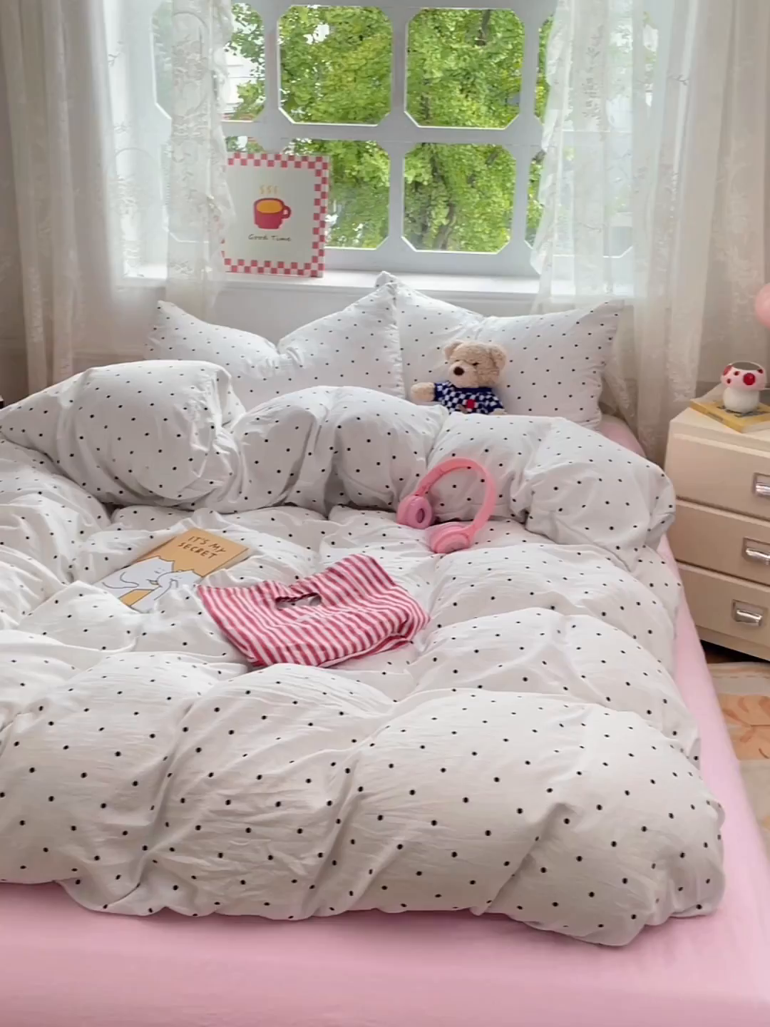 91家纺网 家纺一手货源 找家纺 优佳优品 2026新款A类水洗ins风亲肤印花四件套 点点温馨