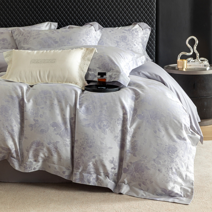 91家纺网 家纺一手货源 找家纺 魅都 2026春夏新款天丝棉色织提花四件套 繁花雨露