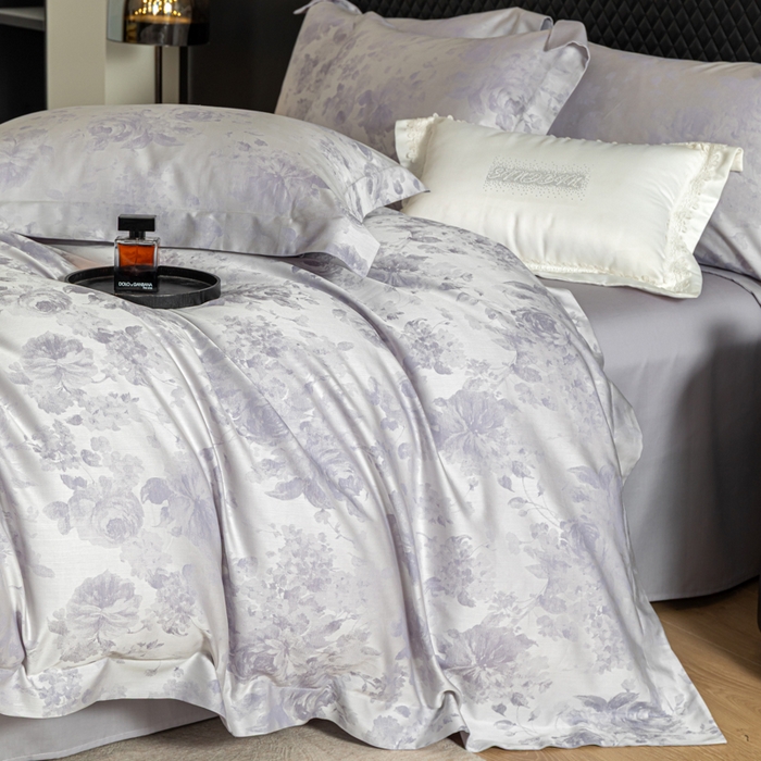 91家纺网 家纺一手货源 找家纺 魅都 2026春夏新款天丝棉色织提花四件套 繁花雨露