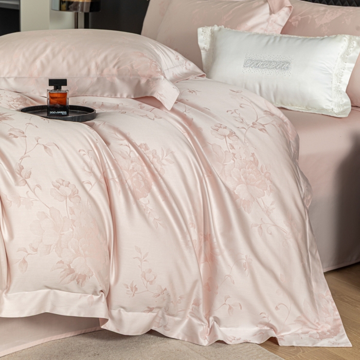 91家纺网 家纺一手货源 找家纺 魅都 2026春夏新款天丝棉色织提花四件套 花意云间