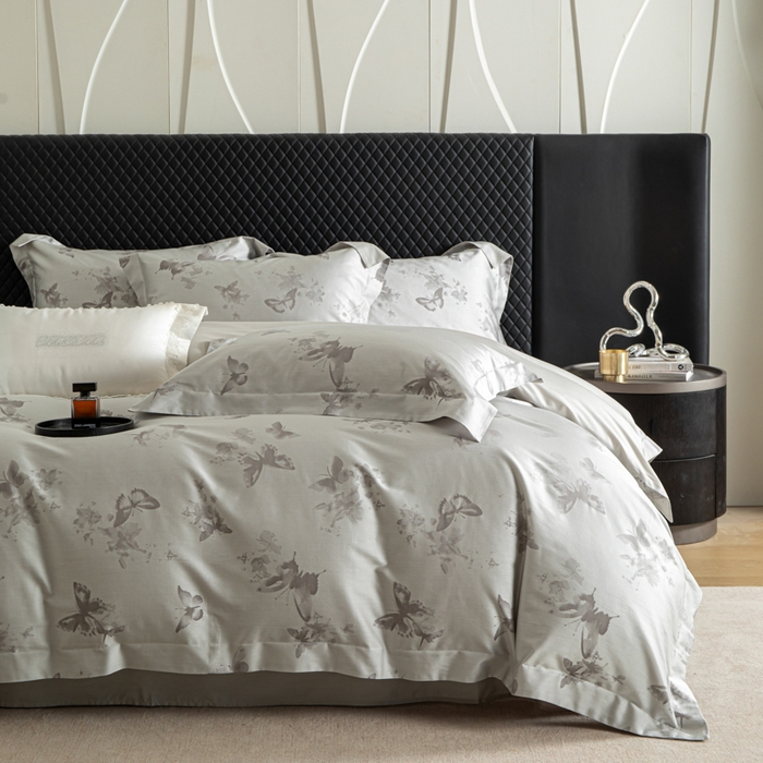 91家纺网 家纺一手货源 找家纺 魅都 2026春夏新款天丝棉色织提花四件套 星辰梦蝶