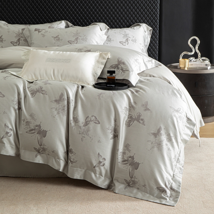 91家纺网 家纺一手货源 找家纺 魅都 2026春夏新款天丝棉色织提花四件套 星辰梦蝶