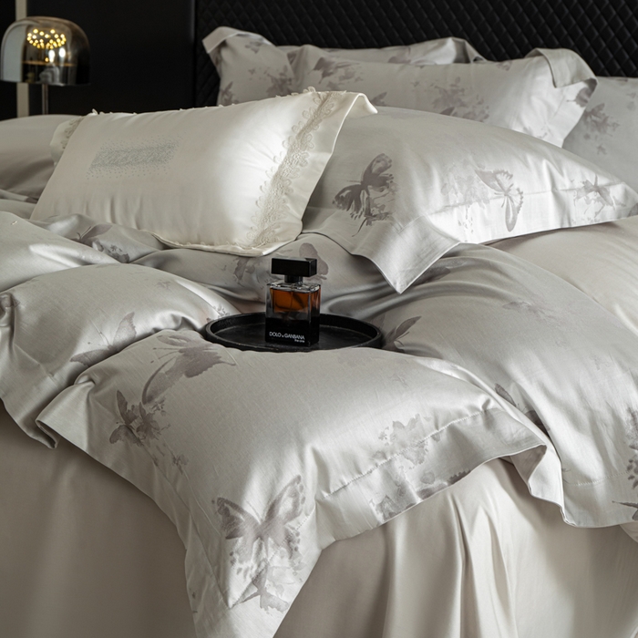 91家纺网 家纺一手货源 找家纺 魅都 2026春夏新款天丝棉色织提花四件套 星辰梦蝶