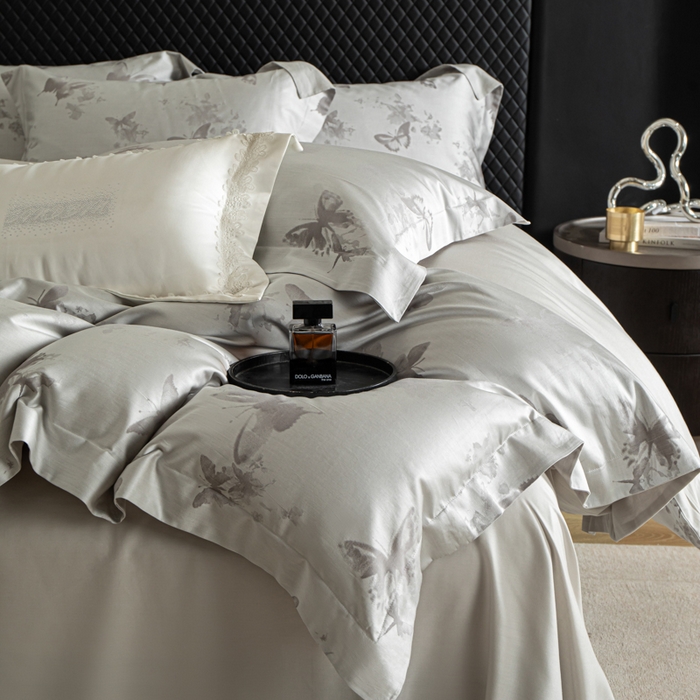 91家纺网 家纺一手货源 找家纺 魅都 2026春夏新款天丝棉色织提花四件套 星辰梦蝶