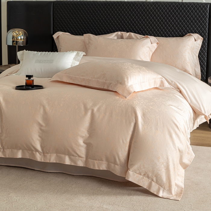 91家纺网 家纺一手货源 找家纺 魅都 2026春夏新款天丝棉色织提花四件套 幽蓝棠香