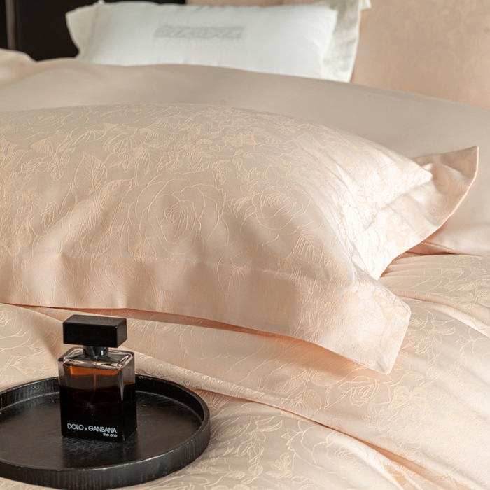 91家纺网 家纺一手货源 找家纺 魅都 2026春夏新款天丝棉色织提花四件套 幽蓝棠香