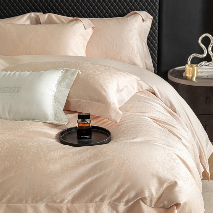 91家纺网 家纺一手货源 找家纺 魅都 2026春夏新款天丝棉色织提花四件套 幽蓝棠香