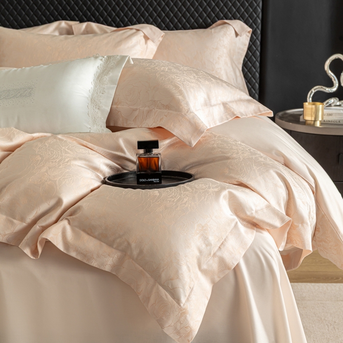 91家纺网 家纺一手货源 找家纺 魅都 2026春夏新款天丝棉色织提花四件套 幽蓝棠香