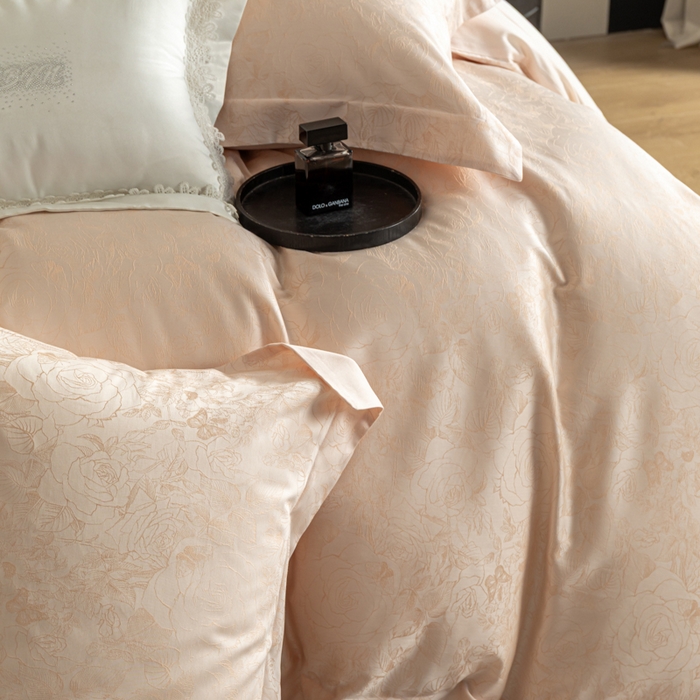 91家纺网 家纺一手货源 找家纺 魅都 2026春夏新款天丝棉色织提花四件套 幽蓝棠香