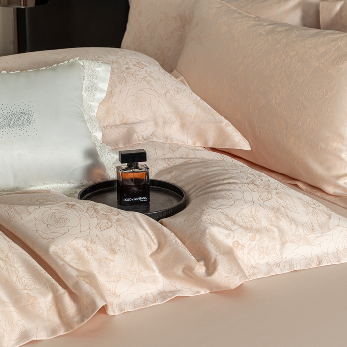 91家纺网 家纺一手货源 找家纺 魅都 2026春夏新款天丝棉色织提花四件套 幽蓝棠香