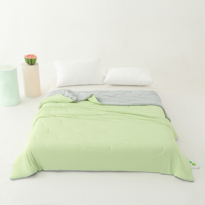 91家纺网 家纺一手货源 找家纺 亚龙工厂店 2024新款冰淇淋云母凉感瓜瓜抗菌夏被浅绿