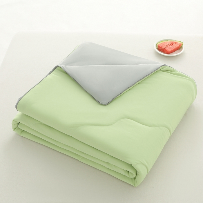 91家纺网 家纺一手货源 找家纺 亚龙工厂店 2024新款冰淇淋云母凉感瓜瓜抗菌夏被浅绿