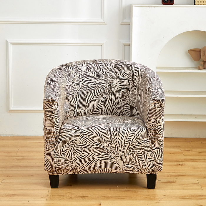 91家纺网 家纺一手货源 找家纺 逐日沙发套 2026新款牛奶丝印花-半圆沙发套 扇叶咖