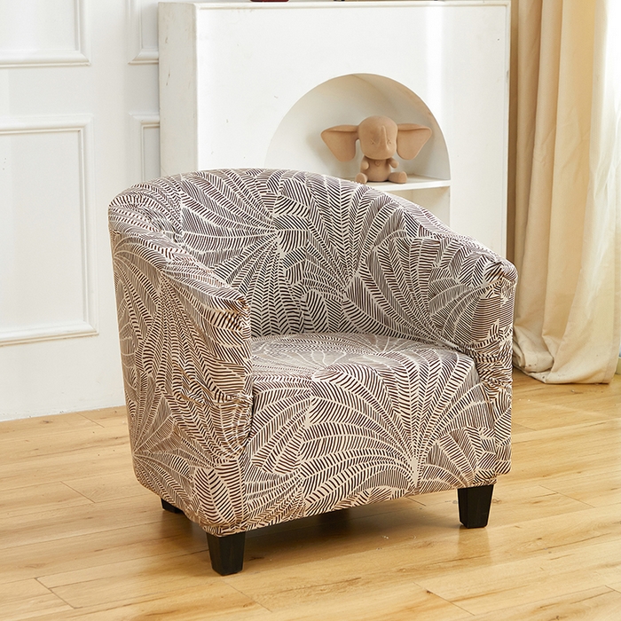 91家纺网 家纺一手货源 找家纺 逐日沙发套 2026新款牛奶丝印花-半圆沙发套 扇叶咖