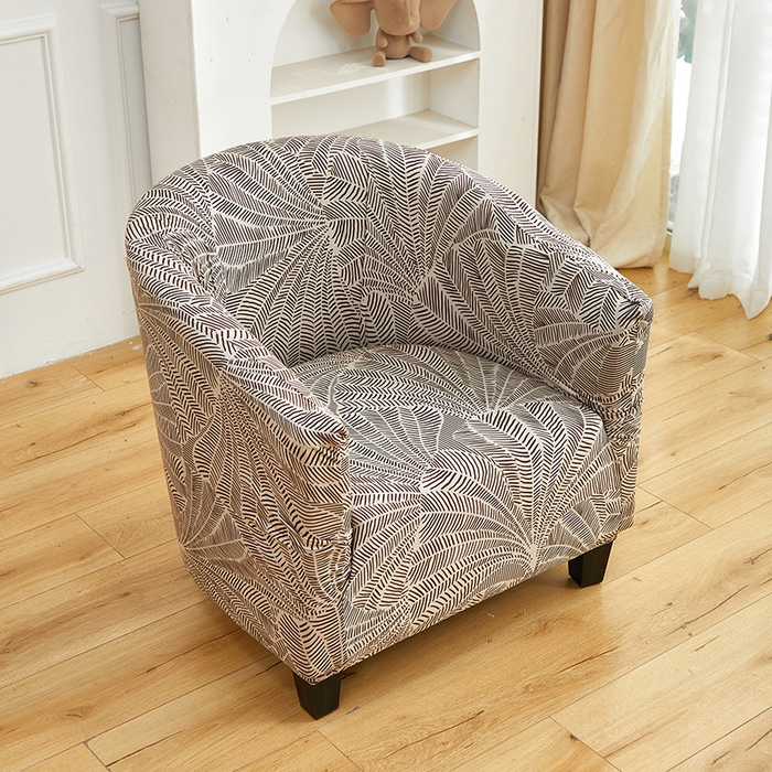 91家纺网 家纺一手货源 找家纺 逐日沙发套 2026新款牛奶丝印花-半圆沙发套 扇叶咖