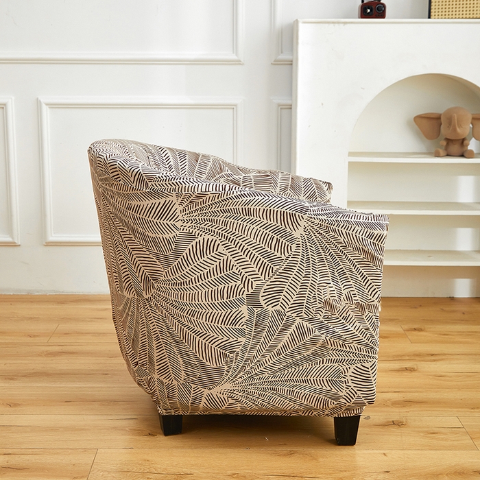 91家纺网 家纺一手货源 找家纺 逐日沙发套 2026新款牛奶丝印花-半圆沙发套 扇叶咖