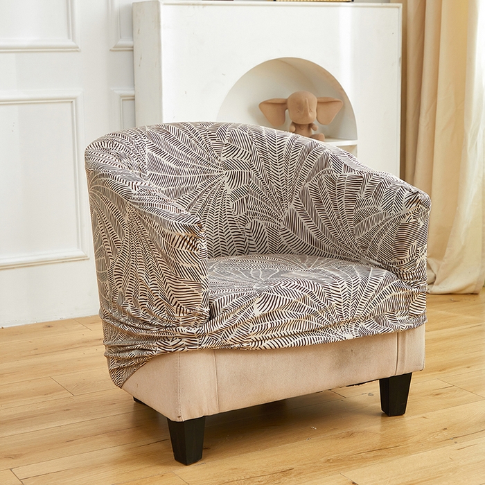 91家纺网 家纺一手货源 找家纺 逐日沙发套 2026新款牛奶丝印花-半圆沙发套 扇叶咖