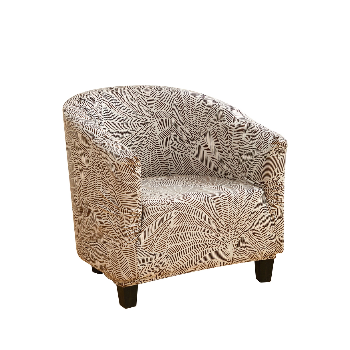 91家纺网 家纺一手货源 找家纺 逐日沙发套 2026新款牛奶丝印花-半圆沙发套 扇叶咖