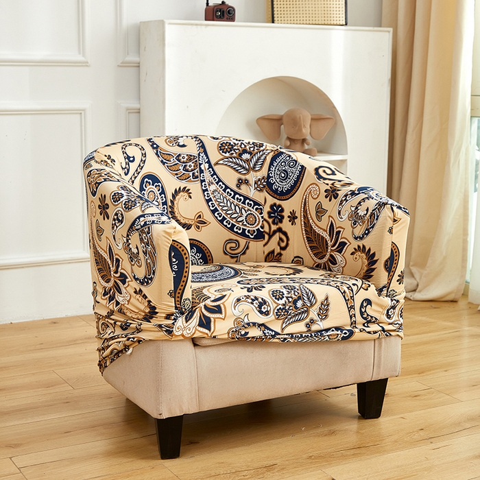 逐日沙发套 2026新款牛奶丝印花-半圆沙发套 腰果花