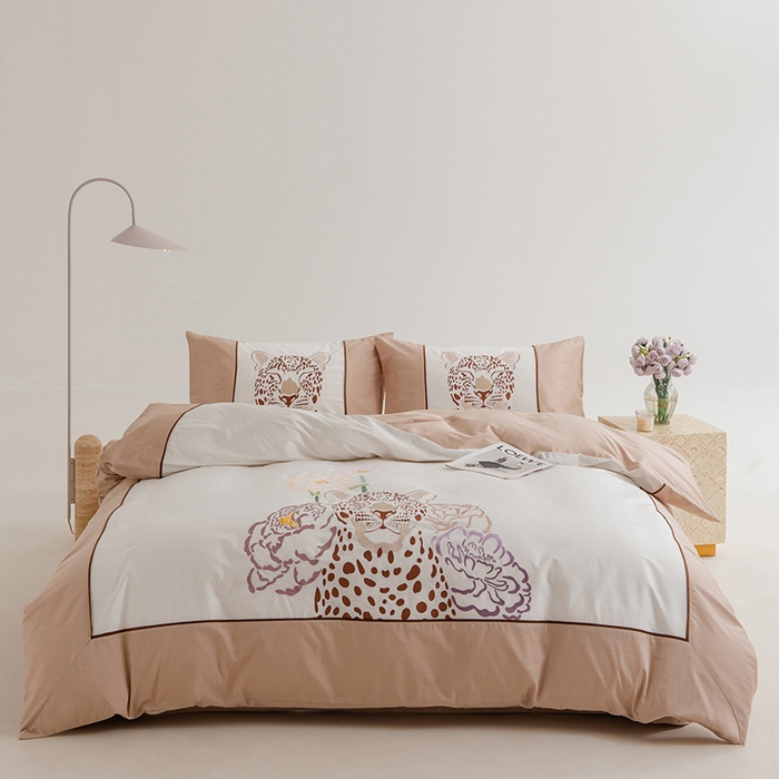 91家纺网 家纺一手货源 找家纺 波比可可 2026新款50s长绒棉纯棉全棉居家轻奢四件套 豹富