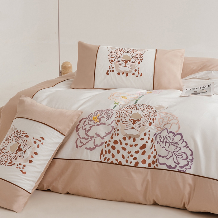 91家纺网 家纺一手货源 找家纺 波比可可 2026新款50s长绒棉纯棉全棉居家轻奢四件套 豹富