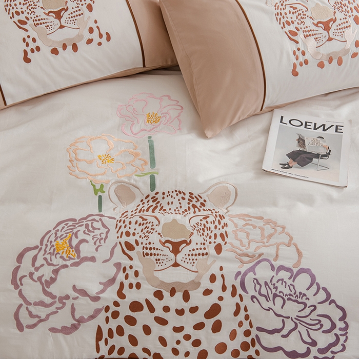 91家纺网 家纺一手货源 找家纺 波比可可 2026新款50s长绒棉纯棉全棉居家轻奢四件套 豹富