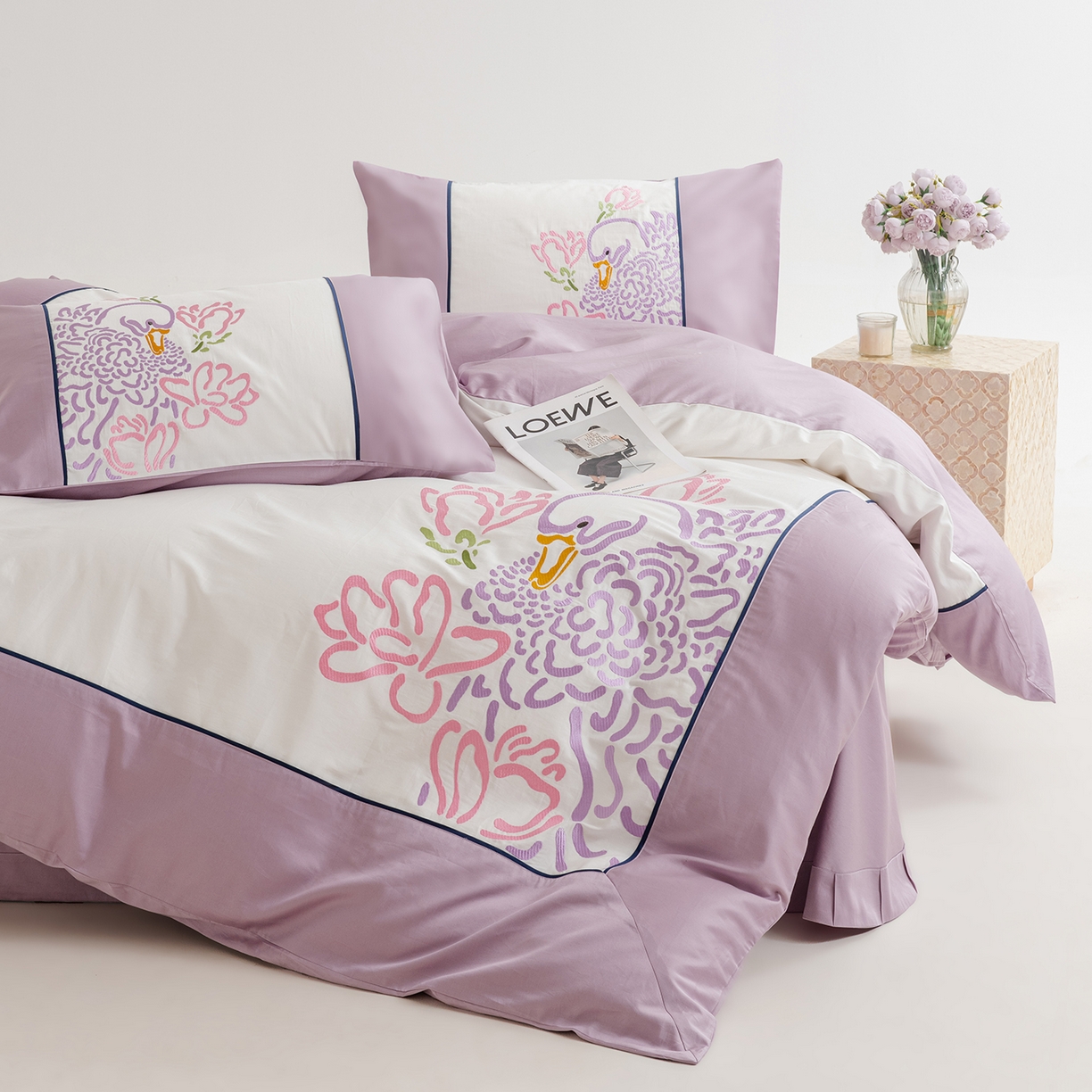 波比可可 2026新款50s长绒棉纯棉全棉居家轻奢四件套 清宁