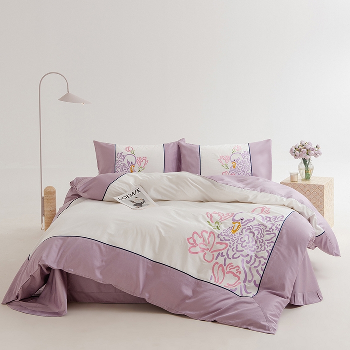 91家纺网 家纺一手货源 找家纺 波比可可 2026新款50s长绒棉纯棉全棉居家轻奢四件套 清宁