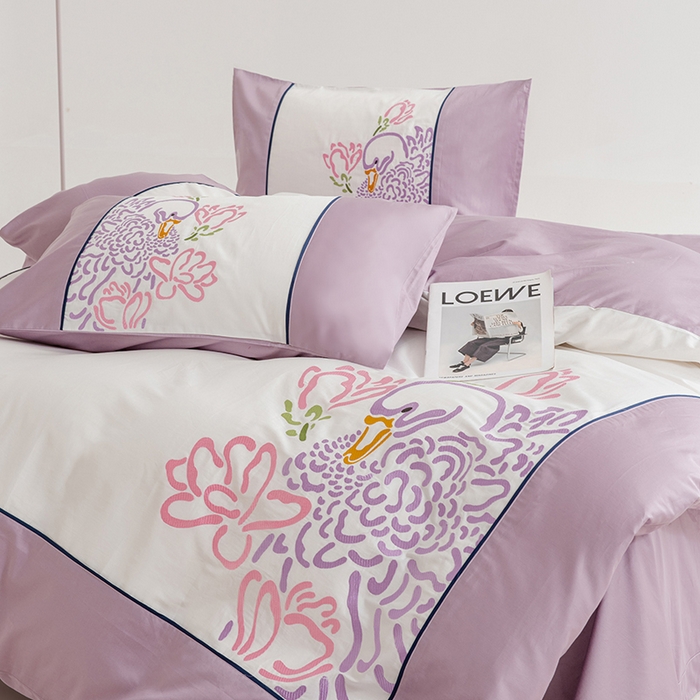 91家纺网 家纺一手货源 找家纺 波比可可 2026新款50s长绒棉纯棉全棉居家轻奢四件套 清宁